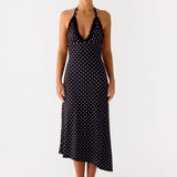 Illuminate Halter Midi Ruha - Fekete Pöttyös