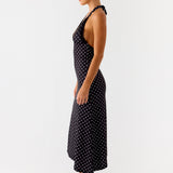Illuminate Halter Midi Ruha - Fekete Pöttyös