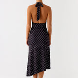 Illuminate Halter Midi Ruha - Fekete Pöttyös