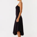 Keep You Waiting Midi Dress - Fekete Pöttyös