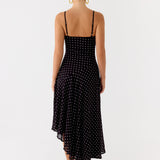 Keep You Waiting Midi Dress - Fekete Pöttyös