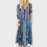 Vivi - Lässig Boho Vászon Maxi Ruha