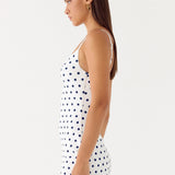 Last Light Mini Dress - Porcelán Kék Pöttyös