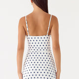 Last Light Mini Dress - Porcelán Kék Pöttyös