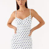 Last Light Mini Dress - Porcelán Kék Pöttyös