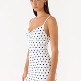 Last Light Mini Dress - Porcelán Kék Pöttyös
