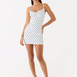 Last Light Mini Dress - Porcelán Kék Pöttyös