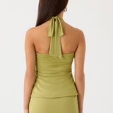 Marimae Halter Mini Ruha - Zöld Olíva