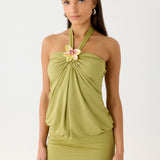 Marimae Halter Mini Ruha - Zöld Olíva