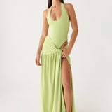 My Answer Bodysuit Maxi Dress - Lime