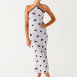 Nestel Flock Halter Midi Ruha - Lila