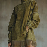 Savana Fringe™ | Vintage Suede Garbó Mini Ruha