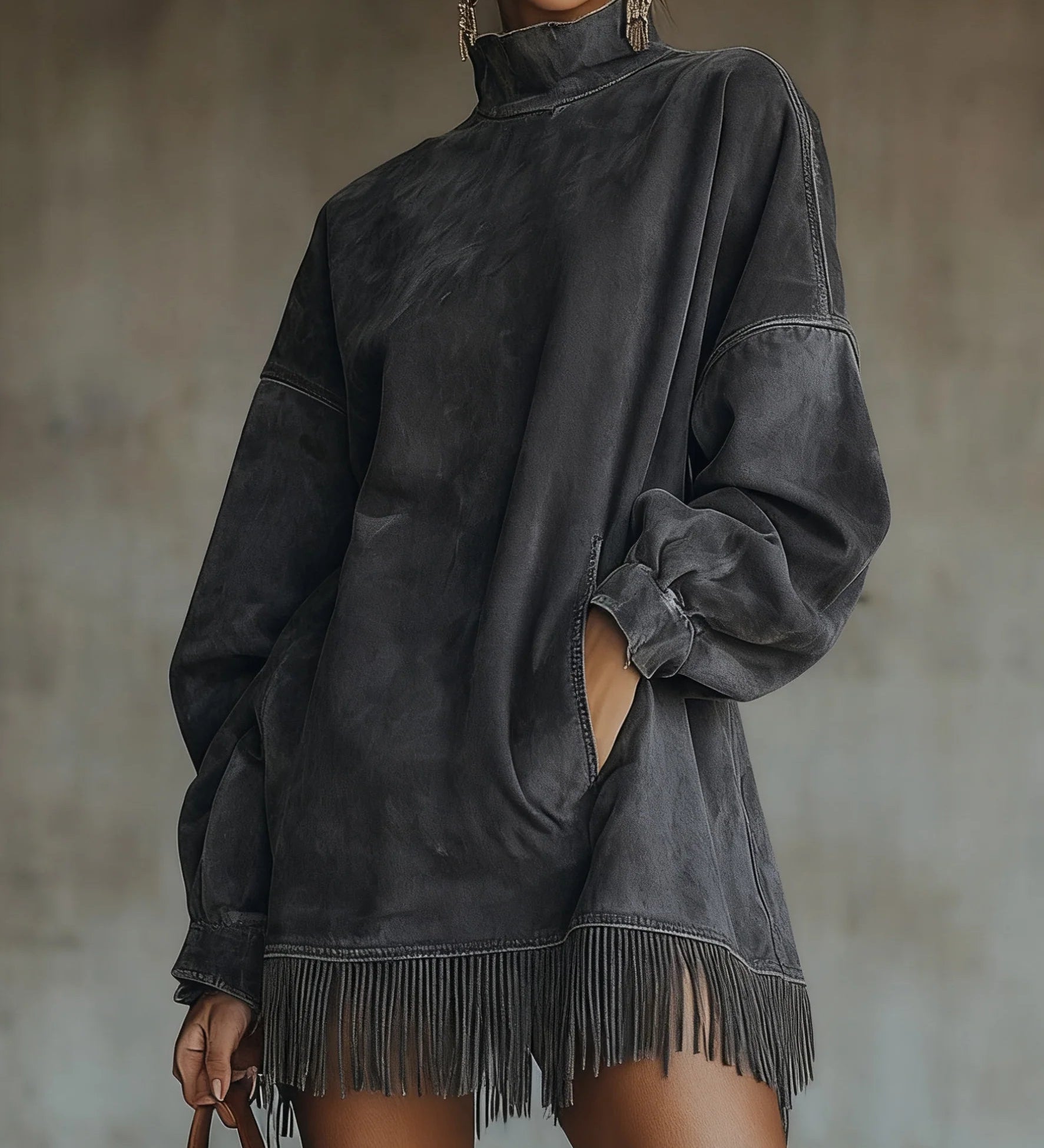 Savana Fringe™ | Vintage Suede Garbó Mini Ruha