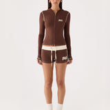 Párizsi Zip Up Hoodie - Csokoládé