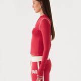 Párizsi Zip Up Kapucnis Pulóver - Piros