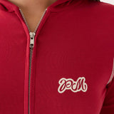 Párizsi Zip Up Kapucnis Pulóver - Piros
