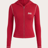 Párizsi Zip Up Hoodie - Piros