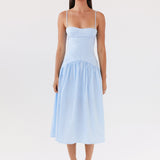 Yvette Corset Midi Ruha - Kék