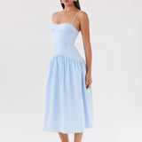 Yvette Corset Midi Ruha - Kék