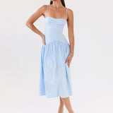 Yvette Corset Midi Ruha - Kék
