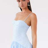 Yvette Corset Midi Ruha - Kék