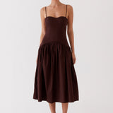 Yvette Corset Midi Ruha - Csokoládé