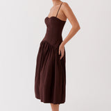 Yvette Corset Midi Ruha - Csokoládé