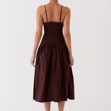 Yvette Corset Midi Ruha - Csokoládé