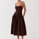 Yvette Corset Midi Ruha - Csokoládé
