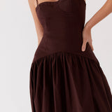 Yvette Corset Midi Ruha - Csokoládé