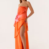 Meggyőző Maxi Ruha - Narancs Virág