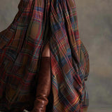 Highland Muse™ | Vintage Kockás Maxi Ruha