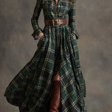 Highland Muse™ | Vintage Kockás Maxi Ruha