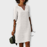 Sandra - Stílusos, Kényelmes V-nyakú Ruha