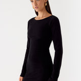 Soft Vision Knit Mini Dress - Fekete