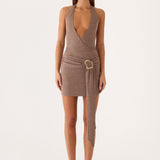Talk To You Mini Dress - Taupe