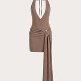 Talk To You Mini Dress - Taupe