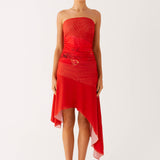 Think About It Midi Dress - Tűzpiros