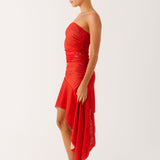 Think About It Midi Dress - Tűzpiros