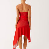 Think About It Midi Dress - Tűzpiros
