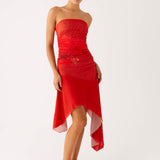 Think About It Midi Dress - Tűzpiros