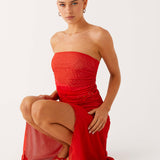 Think About It Midi Dress - Tűzpiros
