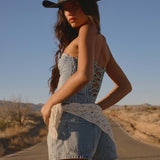Vianna Denim Bustier Top - Igazi Denim