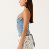 Vianna Denim Bustier Top - Igazi Denim