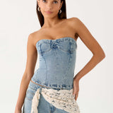 Vianna Denim Bustier Top - Igazi Denim