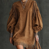 Aurelia Fringe™ | Vintage Suede Mini Ruha