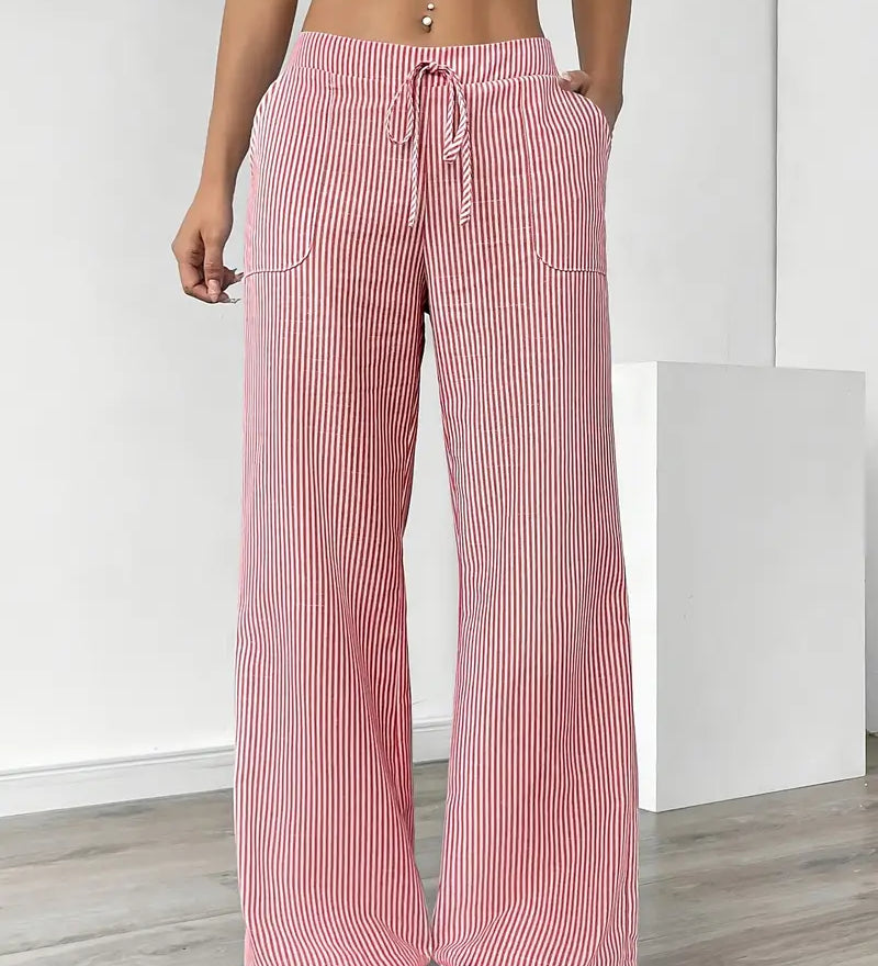 Alina™ | Elegáns Csíkos Nadrág Zsebekkel