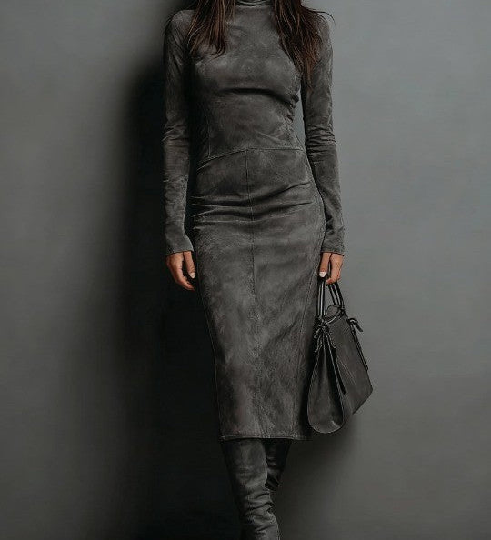 Marcelle Luxe™ | Kontúros Suede Garbó Midi Ruha