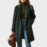 Ruby | Retro Hajtókás Kockás Tweed Kabát