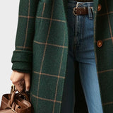 Ruby | Retro Hajtókás Kockás Tweed Kabát